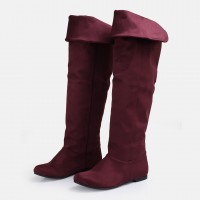 Bordo Süet Dizüstü Binici Kadın Çizme