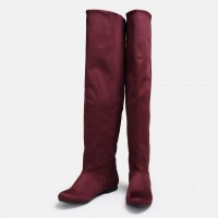 Bordo Süet Dizüstü Binici Kadın Çizme
