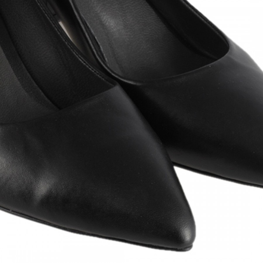 Stiletto Kalın Topuklu Hakiki Deri Siyah