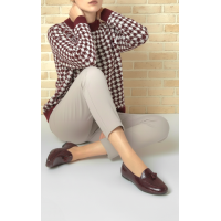 Hakiki Deri Babet Bordo Damla Deri Rugan