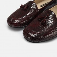 Hakiki Deri Babet Bordo Damla Deri Rugan