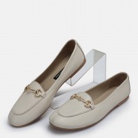 Loafer Ayakkabı Bej Hakiki Deri