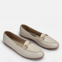 Loafer Ayakkabı Bej Hakiki Deri