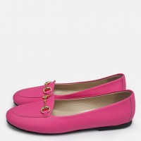 Loafer Ayakkabı Fuşya Hakiki Deri Zincir Toka