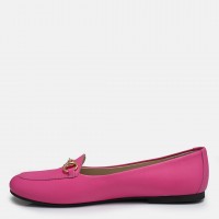 Loafer Ayakkabı Fuşya Hakiki Deri Zincir Toka