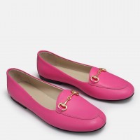 Loafer Ayakkabı Fuşya Hakiki Deri Zincir Toka