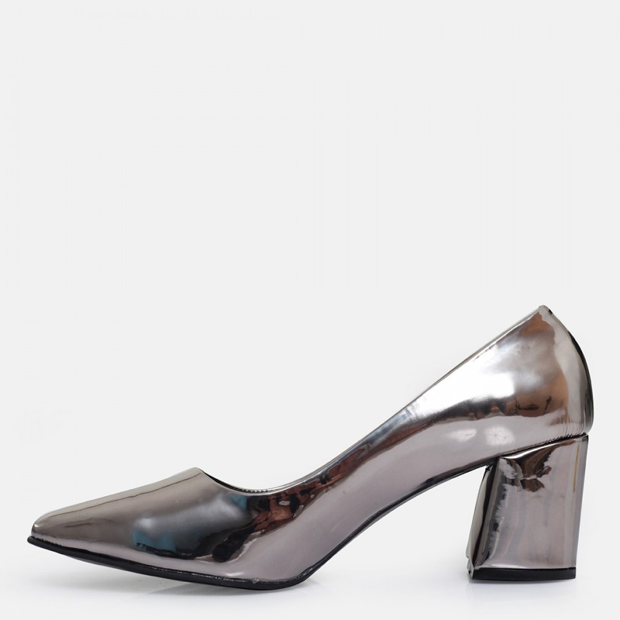 Stiletto Topuklu Ayakkabı Kalın Topuklu Füme Ayna