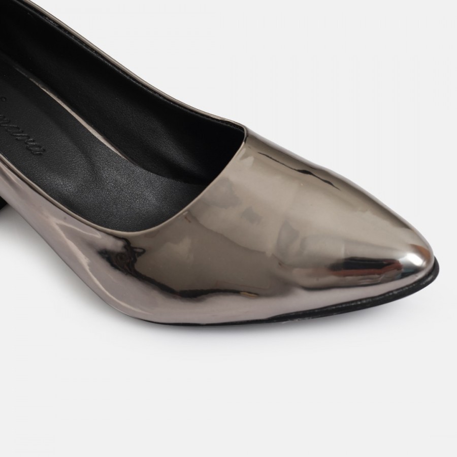 Stiletto Topuklu Ayakkabı Kalın Topuklu Füme Ayna