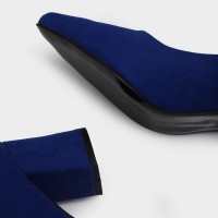 Saks Mavi Süet Stiletto Kalın Topuklu