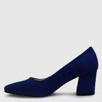 Saks Mavi Süet Stiletto Kalın Topuklu