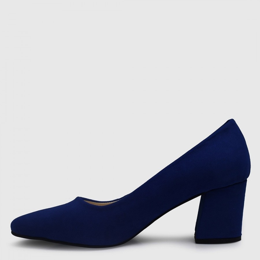 Saks Mavi Süet Stiletto Kalın Topuklu