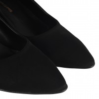 Stiletto Siyah Süet Topuklu Ayakkabı Kalın Topuklu