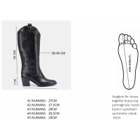 Topuklu Çizme Siyah Kovboy Model