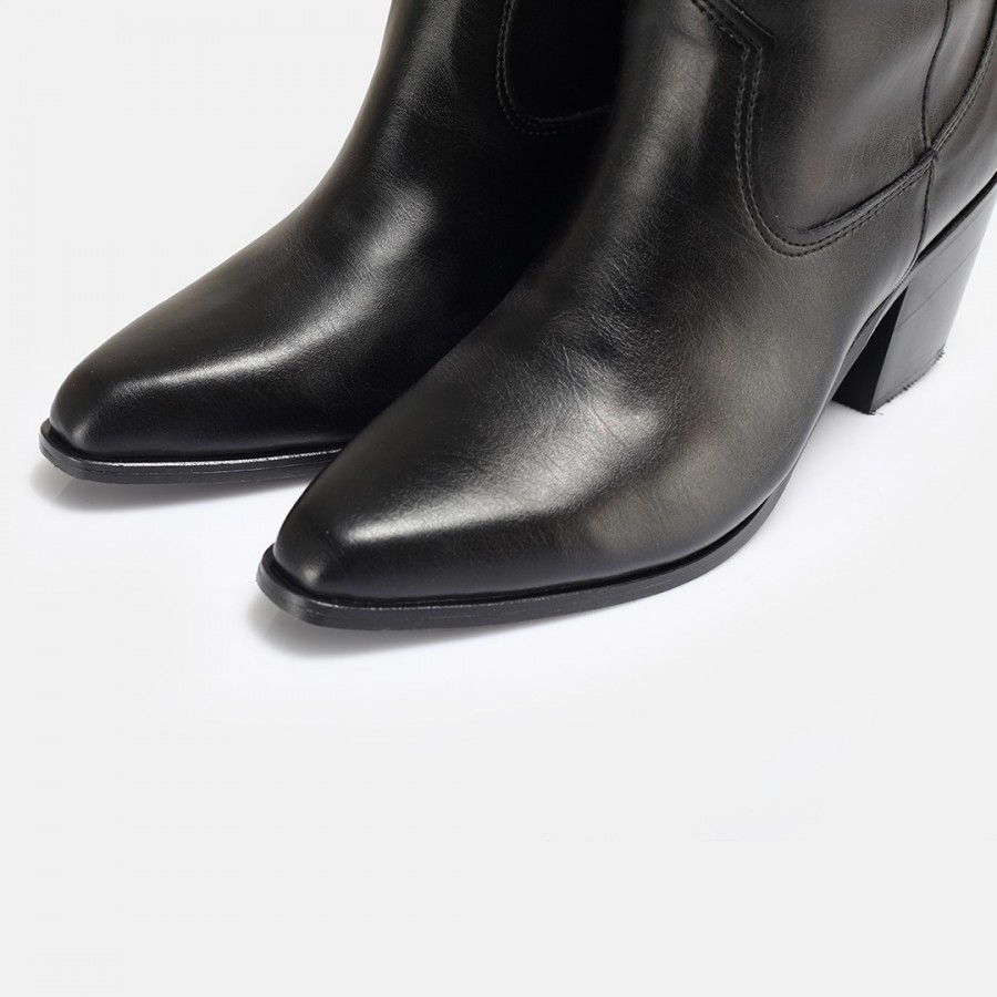 Topuklu Çizme Siyah Kovboy Model