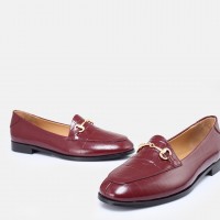 Bordo Crocodile Hakiki Deri Zincirli Loafer Ayakkabı