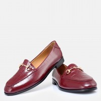 Bordo Crocodile Hakiki Deri Zincirli Loafer Ayakkabı
