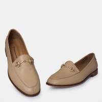 Zincirli Loafer Ayakkabı Nude Hakiki Deri