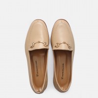 Zincirli Loafer Ayakkabı Nude Hakiki Deri