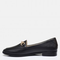 Zincirli Loafer Ayakkabı Siyah Hakiki Deri