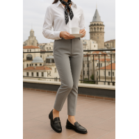 Zincirli Loafer Ayakkabı Siyah Hakiki Deri