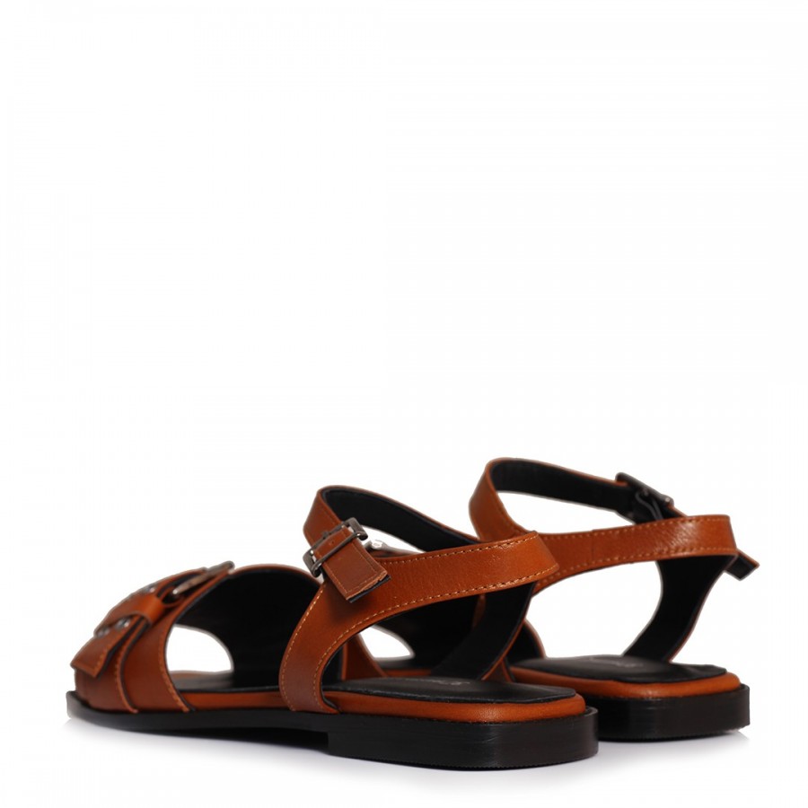 Taba Sandalet Tokalı Hakiki Deri