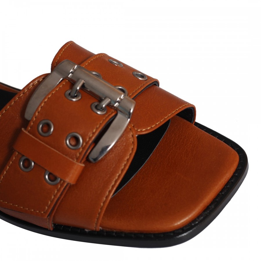 Taba Sandalet Tokalı Hakiki Deri
