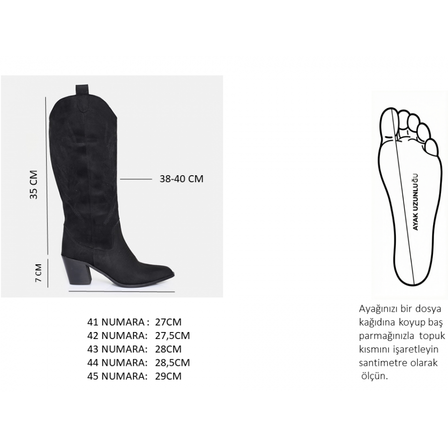 Siyah Kovboy Model Çizme