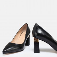 Stiletto Siyah Rugan Topuklu Ayakkabı