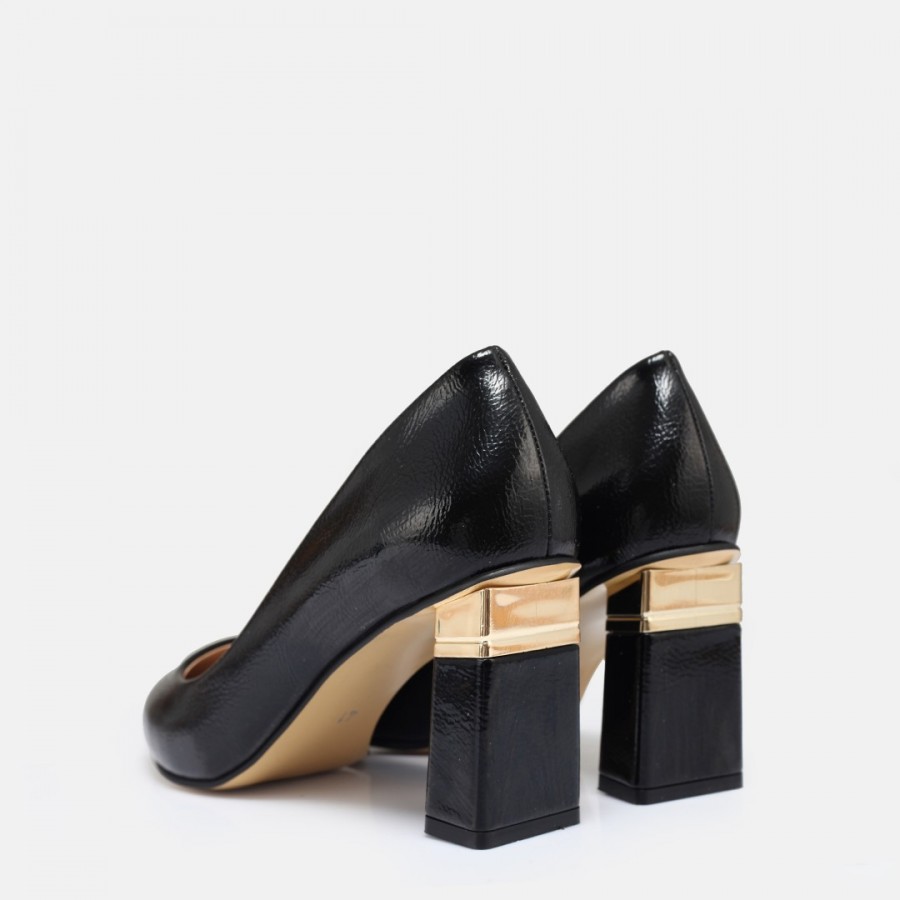Stiletto Siyah Rugan Topuklu Ayakkabı
