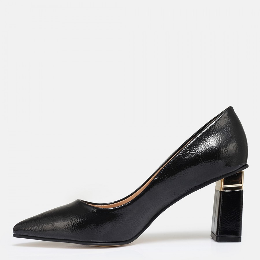 Stiletto Siyah Rugan Topuklu Ayakkabı