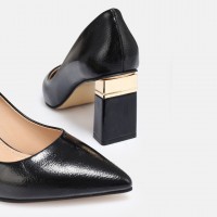 Stiletto Siyah Rugan Topuklu Ayakkabı