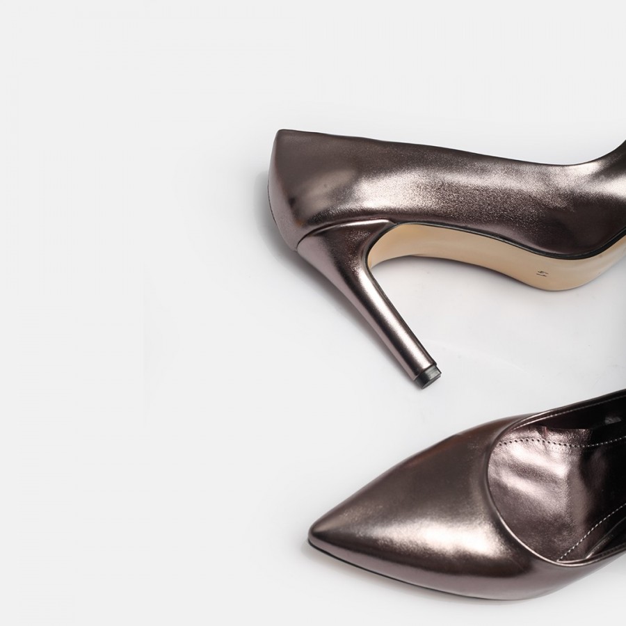 Platin Stiletto Topuklu Ayakkabı