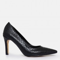 Stiletto Topuklu Ayakkabı Siyah Crocodile
