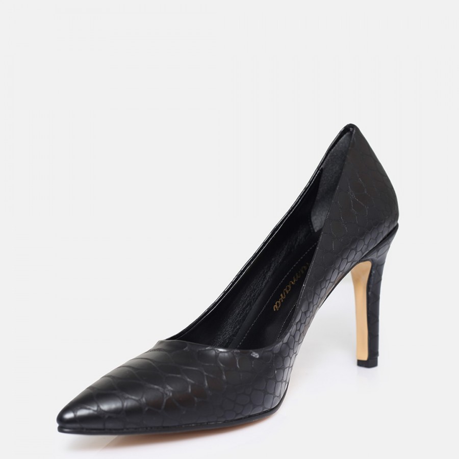 Stiletto Topuklu Ayakkabı Siyah Crocodile