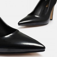 Siyah Rugan  Stiletto Topuklu Ayakkabı