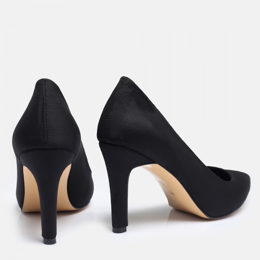 Siyah Süet Stiletto Topuklu Ayakkabı