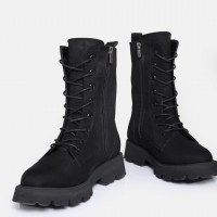 Siyah Süet Postal Bot Bağcıklı