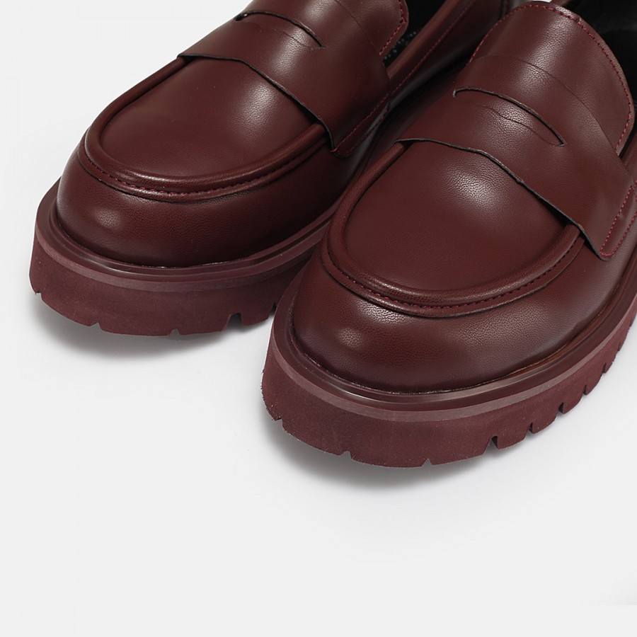 Kalın Tabanlı Loafer Ayakkabı Bordo