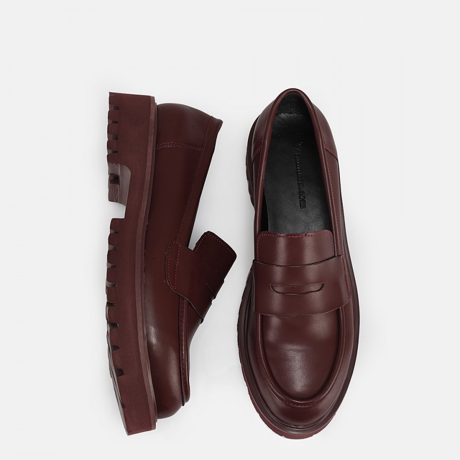 Kalın Tabanlı Loafer Ayakkabı Bordo