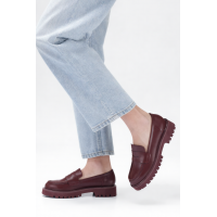Kalın Tabanlı Loafer Ayakkabı Bordo