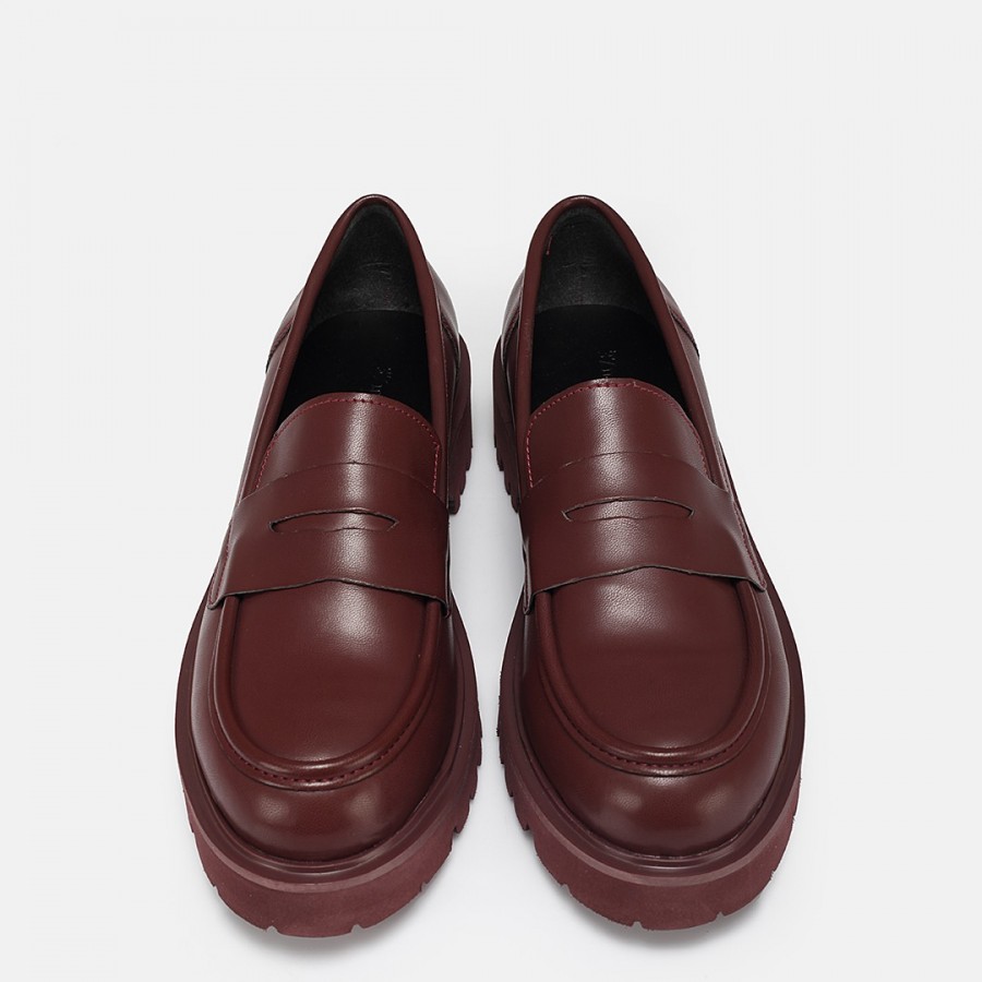 Kalın Tabanlı Loafer Ayakkabı Bordo