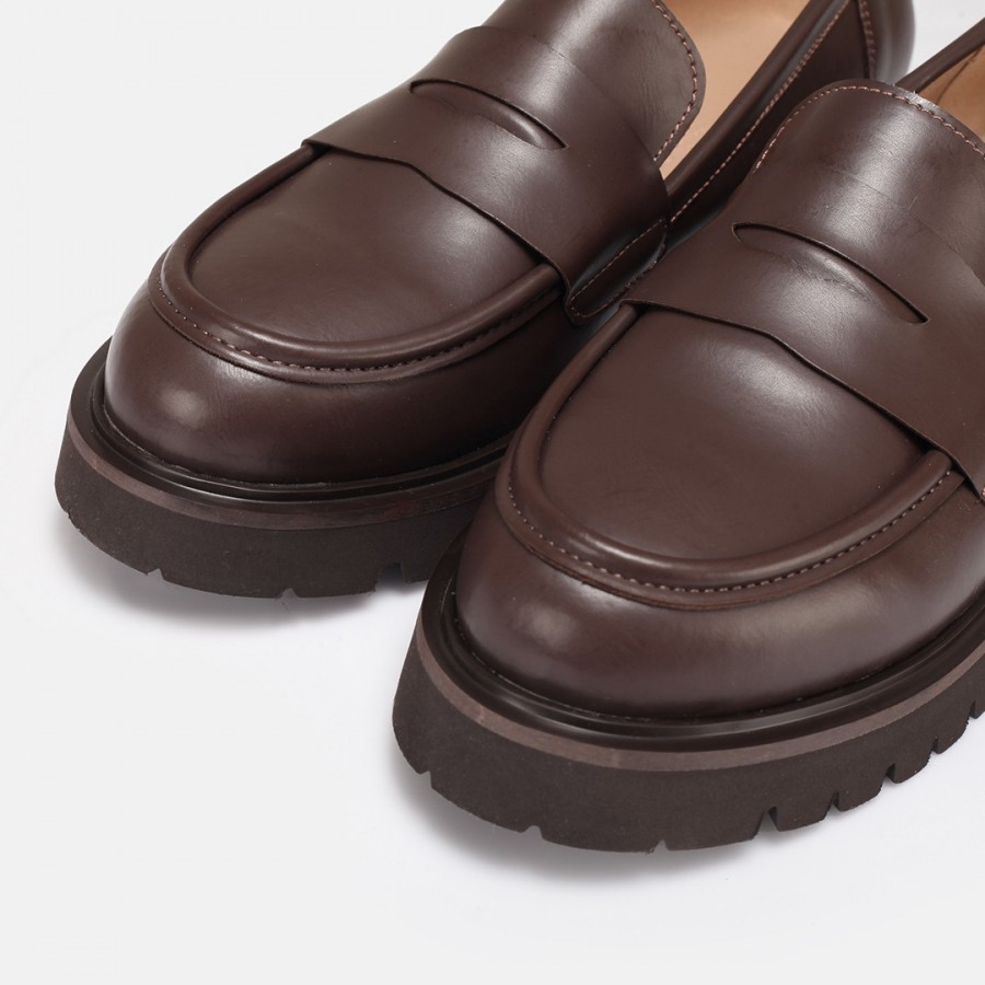 Kalın Tabanlı Loafer Ayakkabı Kahverengi