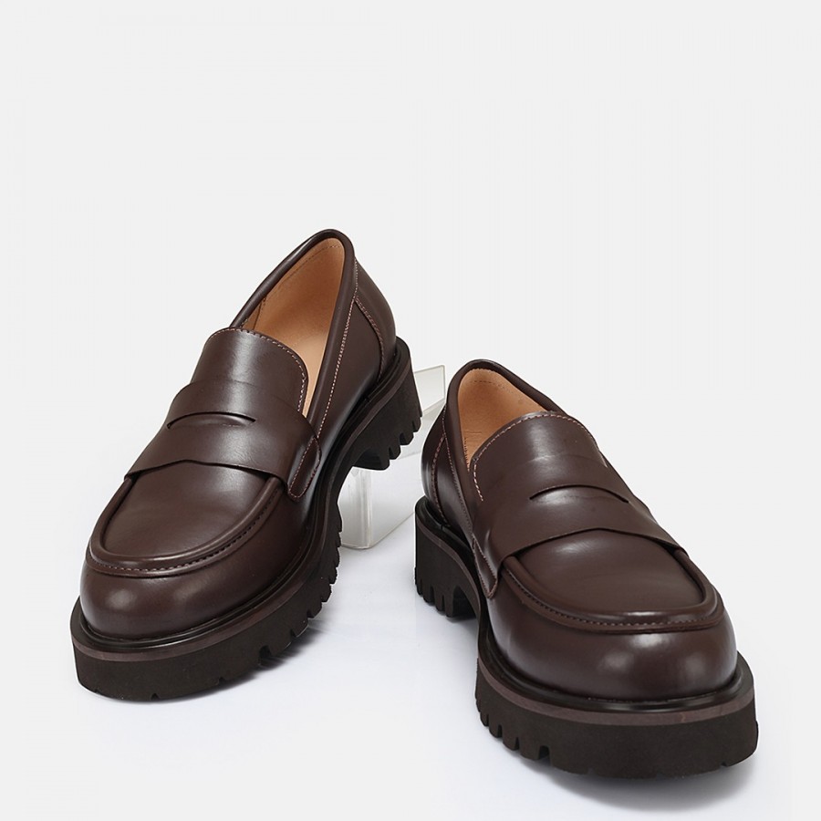 Kalın Tabanlı Loafer Ayakkabı Kahverengi