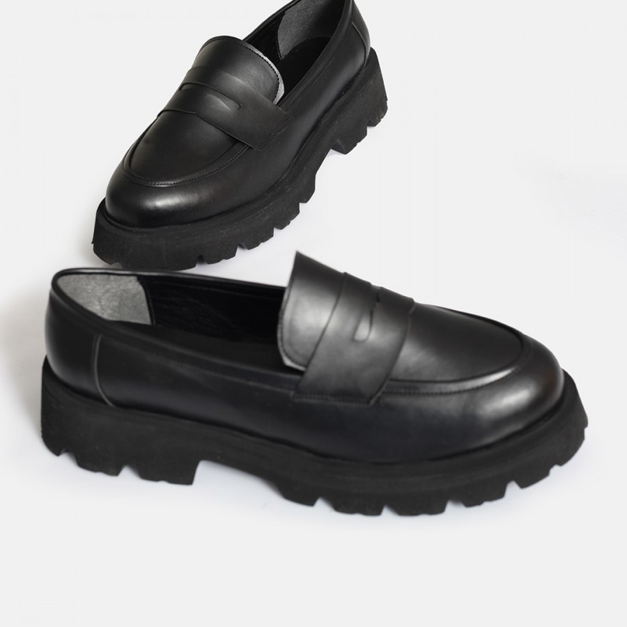 Kalın Tabanlı Loafer Ayakkabı Siyah