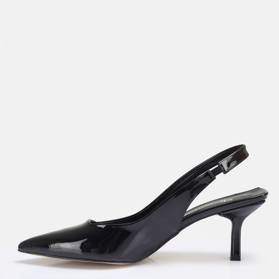 Siyah Rugan Arkası Açık Stiletto