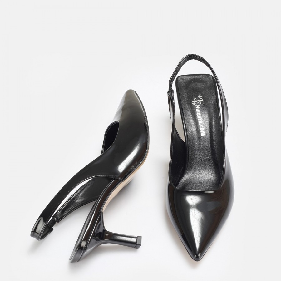 Siyah Rugan Arkası Açık Stiletto