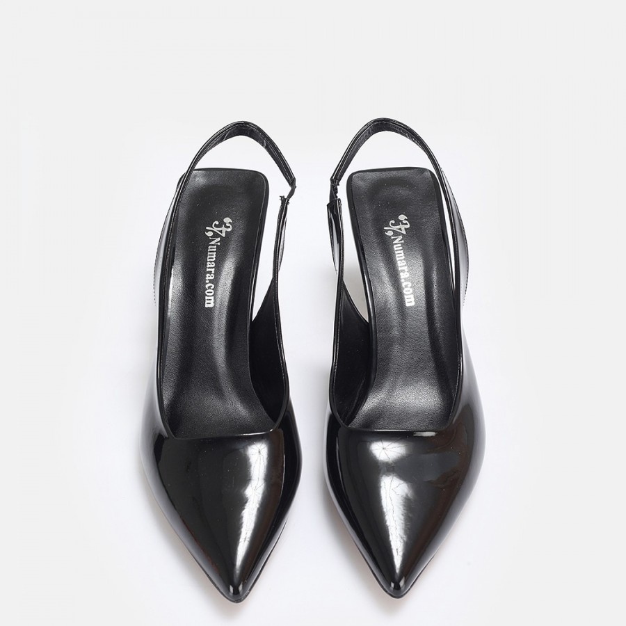 Siyah Rugan Arkası Açık Stiletto