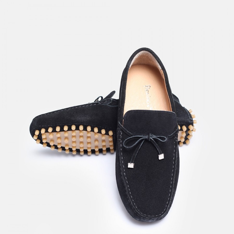 Hakiki Deri Süet Loafer Ayakkabı Siyah