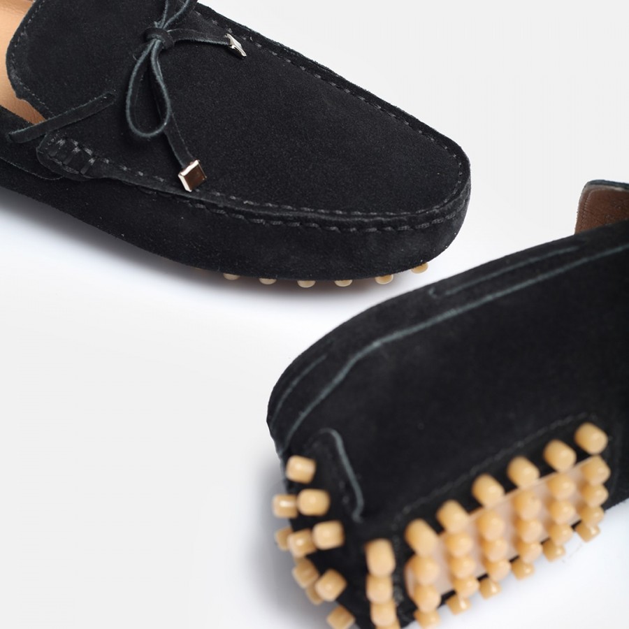 Hakiki Deri Süet Loafer Ayakkabı Siyah