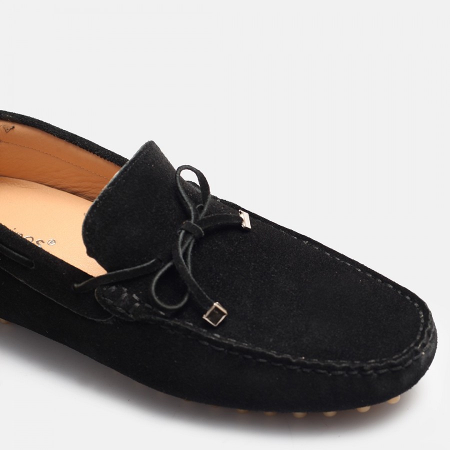 Hakiki Deri Süet Loafer Ayakkabı Siyah